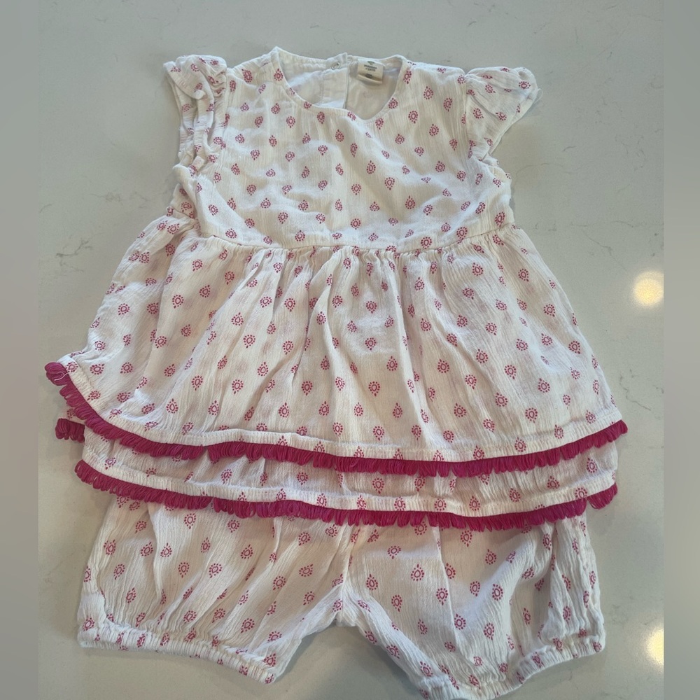 24 Month Tucker + Tate white and red fringe outfit